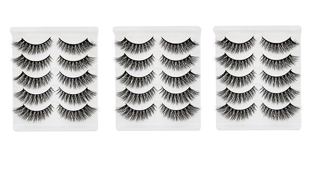 Angelie Eyelashes Set Natural Long Strip Lashes Handmade False Eyelash Pac(15 Pairs)