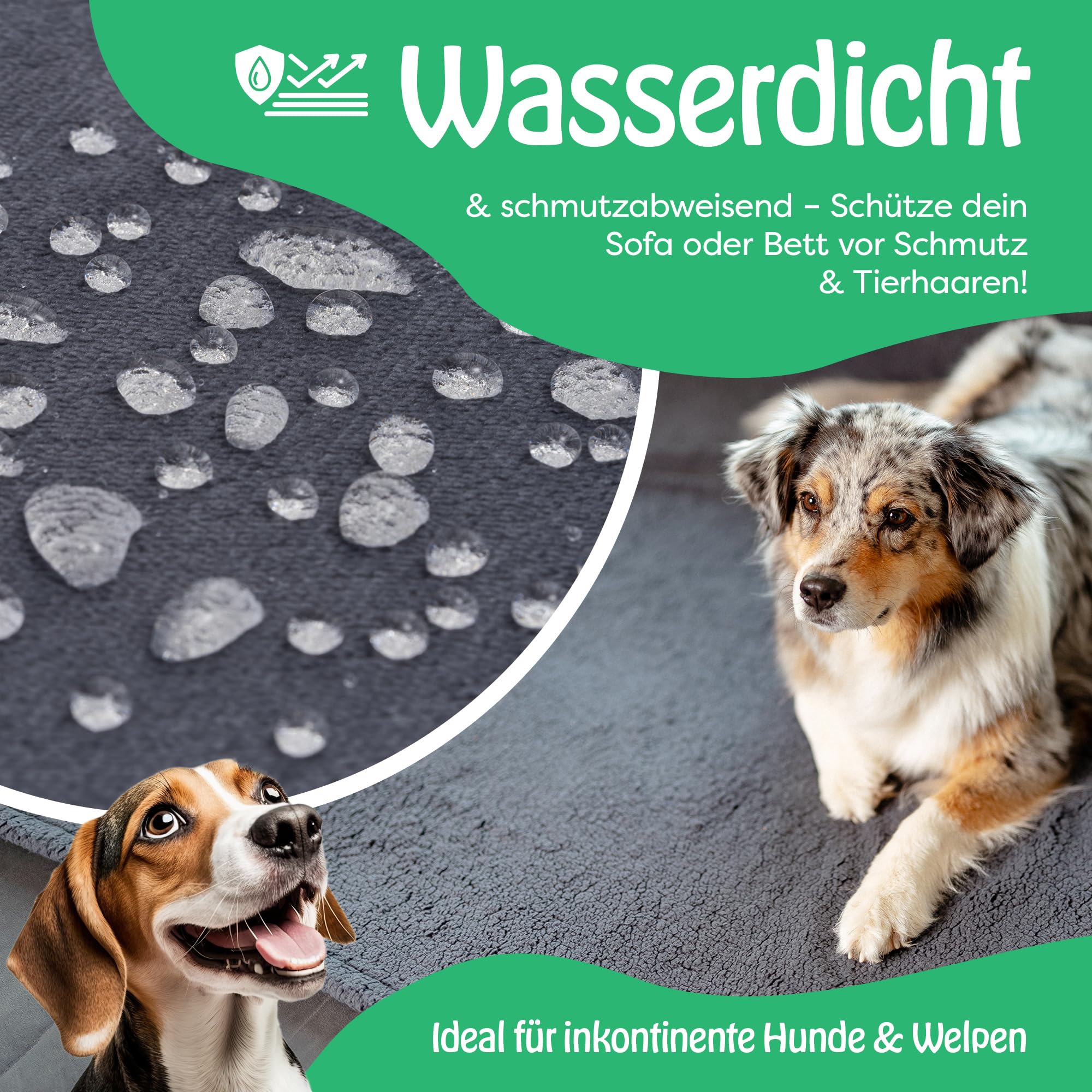 petpurry® wasserdichte Hundedecke – 152x203cm/XXL/grau – Flauschige & wasserdichte Haustierdecke für Sofa, Bett & Auto – beidseitig, waschbar, für Hunde & Katzen 2