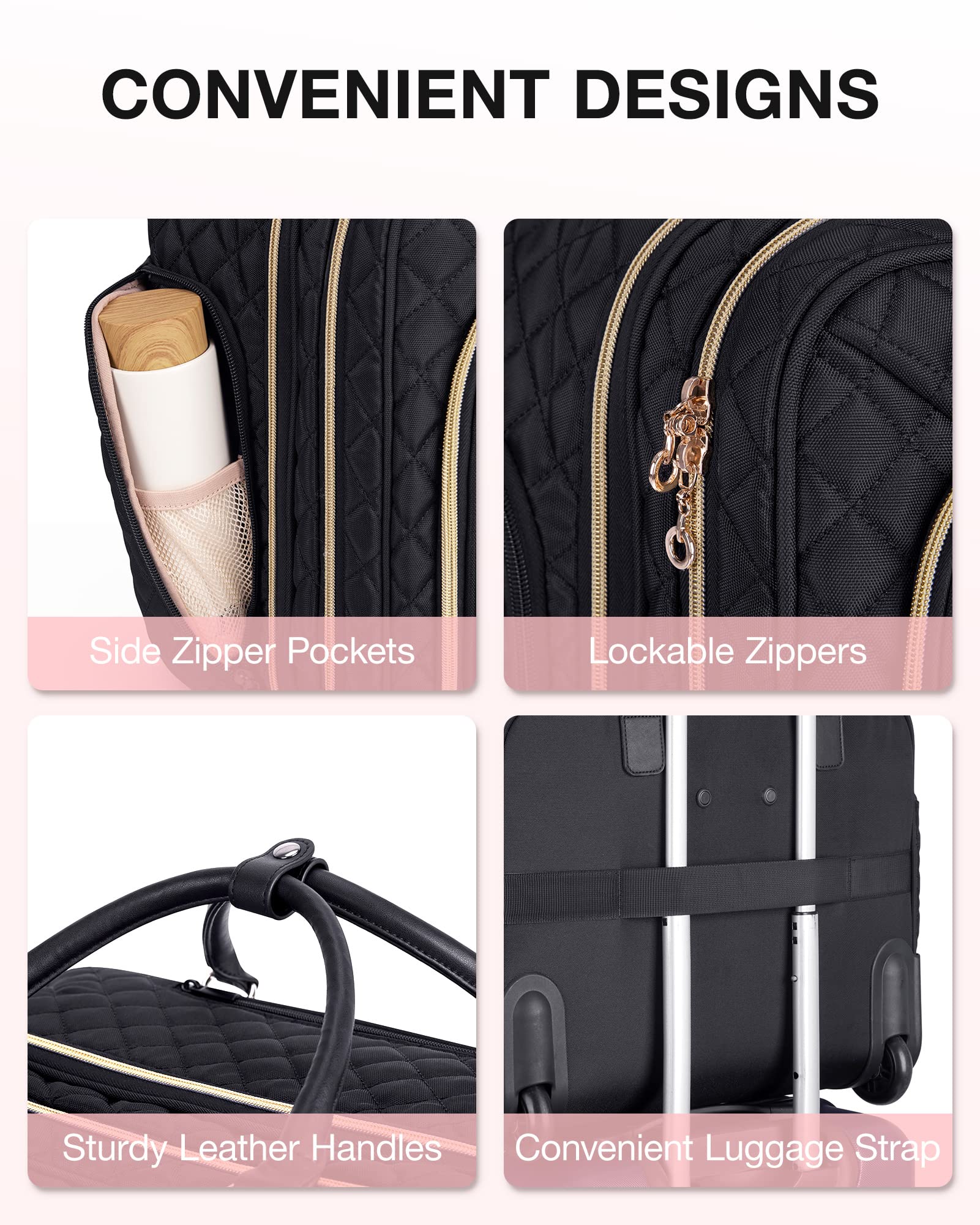 BAGSMART Rolling Laptop Bag Women, Rolling Briefcase for Women, 17.3 Inch Laptop Bag with Wheels Computer Bag Laptop Case for Work Travel Business