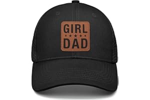 GENERIC Girl Father Daddy Dad hat Gifts Fathers Day Birthday Christmas for Dad Papa from Daughter Son Black Trucker Leather Patch Hat