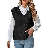 BreathSunny Women's V Neck Knit Sweater Vest Fall Houndstooth Sleeveless Pullover Crop Knitwear Preppy Style Tank Tops 2025