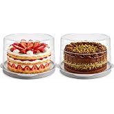 Evelots 2-Pack 12-Inch Airtight Cake Container with Lid - Portable Carrier for Pies, Cakes, Cupcakes &amp; More - BPA-Free Clear Plastic - Secure &amp; Easy Transport