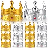 Quelay 12 Pcs King Crowns Gold Royal Crown, Cosplay | Halloween Cosplay Accessories, Adjustable Plastic Crown, Birthday King Crowns Men, Royal Jeweled Crown, Fun Medieval Cosplay