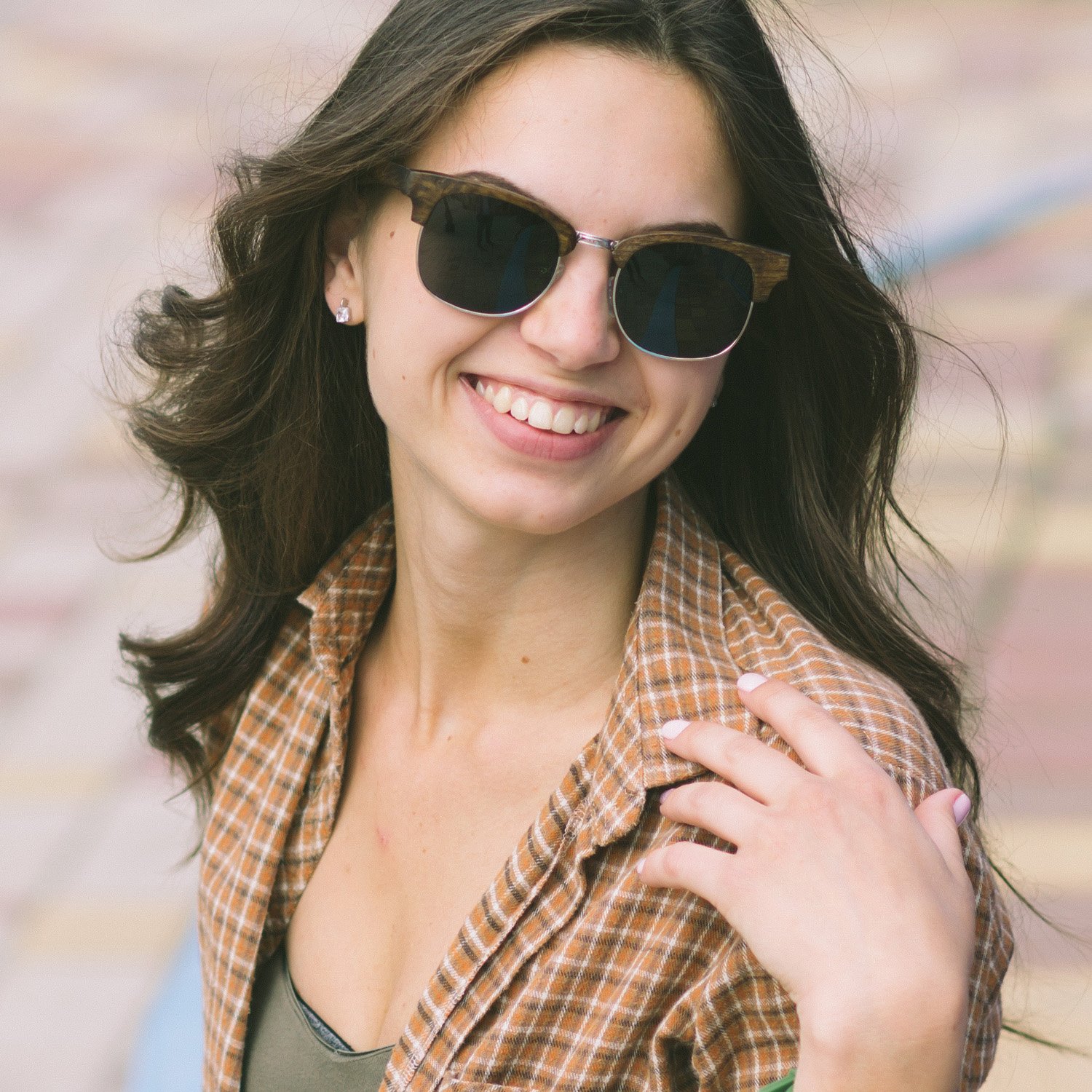 Ablibi Real Ebony Wood Polarized Sunglasses for Mens Semi Rimless Classic Shades(Ebony Wood, Grey)