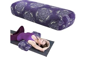 MABOZOO Yoga Bolster Pillow, Rectangular Yoga Bolster for Restorative & Meditation, Professional Meditation Cushion with Carry Handle