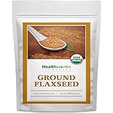 Healthworks Flax Seed Ground Powder Cold Milled Raw Organic (32 Ounces / 2 Pounds) | All-Natural | Contains Protein, Fiber, O