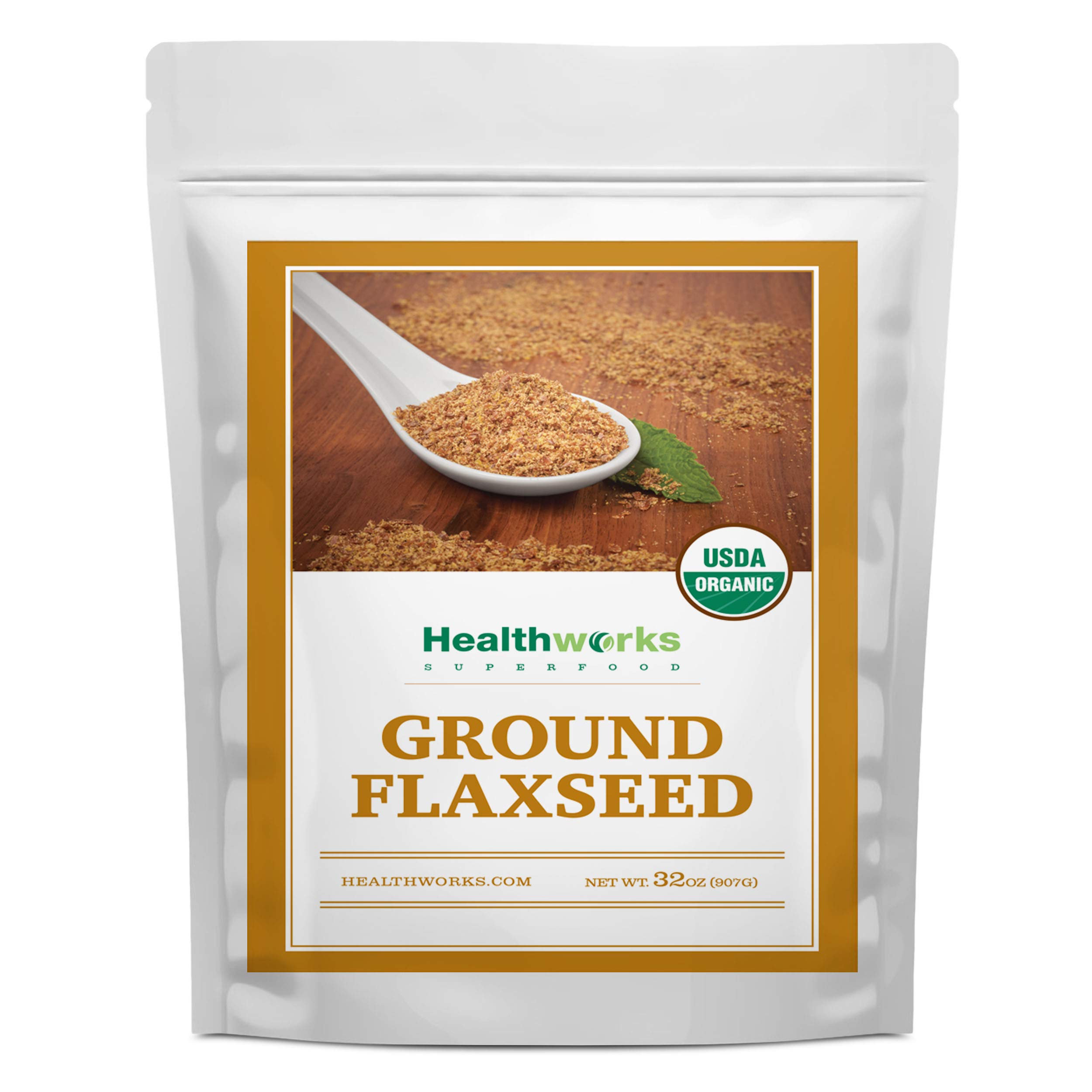 Healthworks Flax Seed Ground Powder Cold Milled Raw Organic (32 Ounces