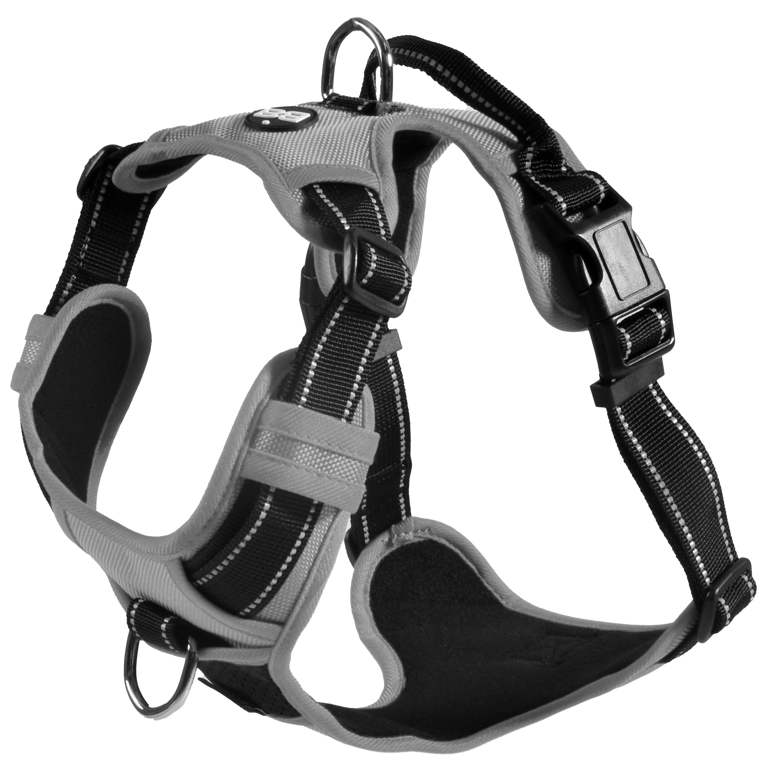 Bobby Rando Walk - Dog Harness, Nylon, Medium, Grey, Safe, Comfortable, Reflective, Adjustable, M/40-63x2 CM