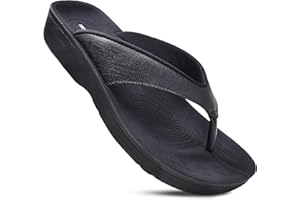 AEROTHOTIC Slip On Recovery Footwear Plantar Fasciitis Flip Flops for Women Yoga Mat Outdoor Walking Beach Ladies Arch Support Summer Thong Dressy Casual Sandals Comfortable Vacation Essentials
