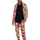 G-Style USA Men's Jungle Tiger G Stripe Track Suit Set ST808 - Red - Large