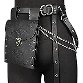 HiiFeuer 2PCs Medieval DIY Belt with Vintage Renaissance Bag Faux Leather Detachable Chains Women Thin Belt Pouch for Dresses