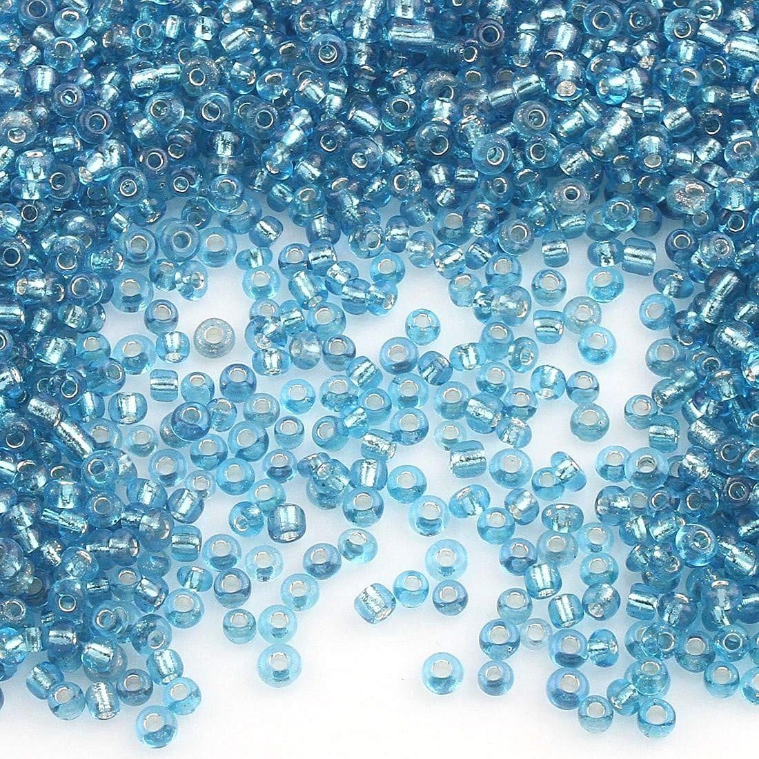 Perlin Seed Beads Glass Beads Indian Beads Seed Beads Pony Beads 2 mm 11/0 Silver Lined Seed Beads 6500 Pieces (Blue)