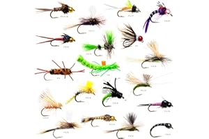 36 Producing Fly Fishing Flies Assortment | Dry, Wet, Nymphs, Caddis, Hopper Fly Lures | Trout, Bass, Steelhead Fishing Lure