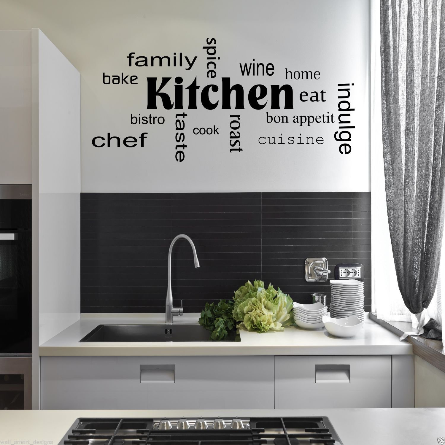 Kitchen Words Phrases Wall Art Sticker Quote Decal Mural Stencil Transfer Decor WSD442