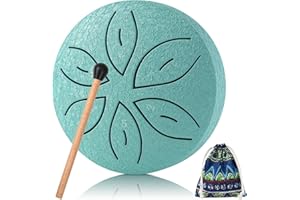 LTAXAF Rain Drum for Outside - Steel Tongue Rain Drum Chime 6 Inch 11 Note with Sheet Music Book for Garden Instrument Or Meditation Yoga (Lake Blue, 3 Inch 6 Notes)