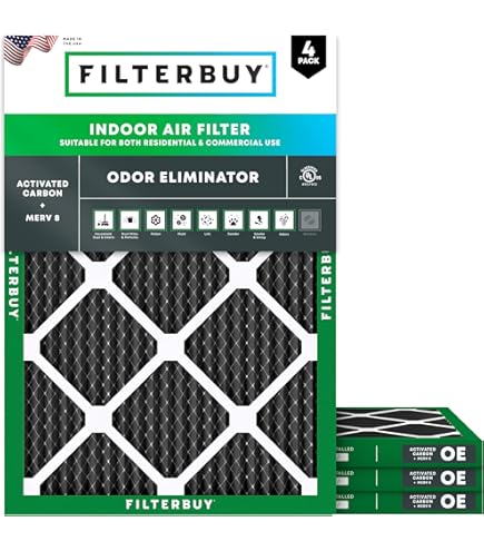 Nordic Pure 16x20x1 (15 1/2 X 19 1/2 X 3/4) Furnace Air Filters MERV 8 Pleated Plus Carbon 6 Pack