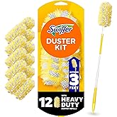 Swiffer Duster Kit with 3 ft Extendable Handle, Heavy Duty Dusting Starter Kit with 12 Refills, for Ceiling Fans, Vents and H