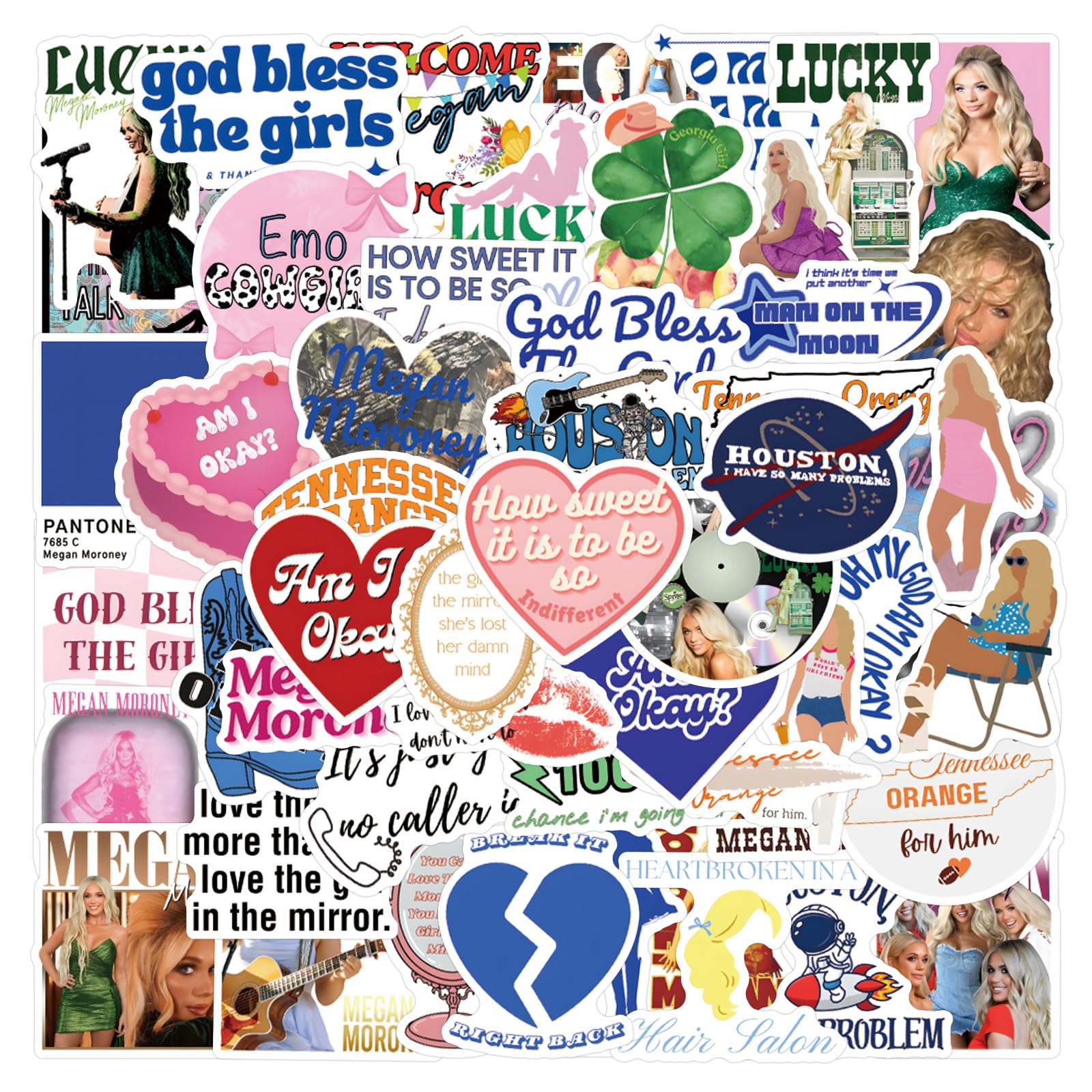LTZSTONE Megan Moroney Stickers 55pcs Decals for