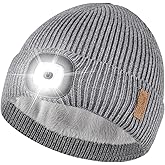 Etsfmoa Unisex Hat with Light,Fleece Lined Beanie Warm Knit Hat,Gifts for Men Women,Rechargeable LED Cap