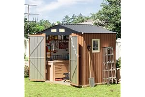 Florise 8x6 Ft Storage Shed, Large Outdoor Shed with Window, Lockable Doors, Outside Steel Shed for Garden, Backyard, Lawn, Patio Utility, Tool Storage