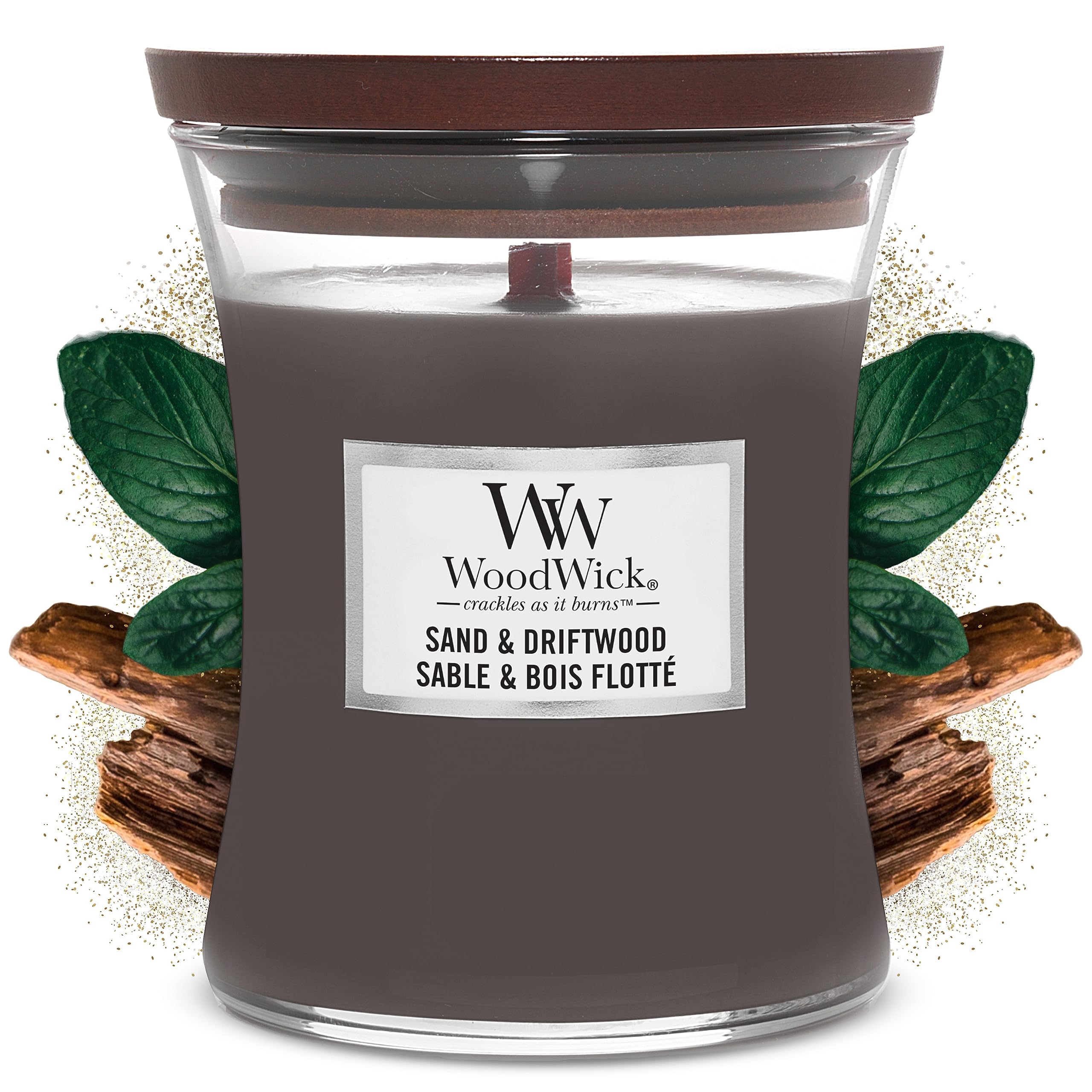 WoodWick Medium Hourglass Scented Candle | Sand & Driftwood | with Crackling Wick | Burn Time: Up to 60 Hours โ image 1