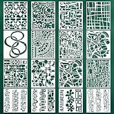 Geometric Texture Stencils for Crafts Reusable 16Pcs Stencils(10X8 Inch) | DIY Art Painting Stencil Furniture Decor Kit for Wood Embroidery Wall Silk Screen Journaling
