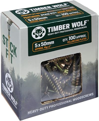 Timber Wolf TW50050 Woodscrews 5.0 x 50mm Zinc Yellow Box of 100