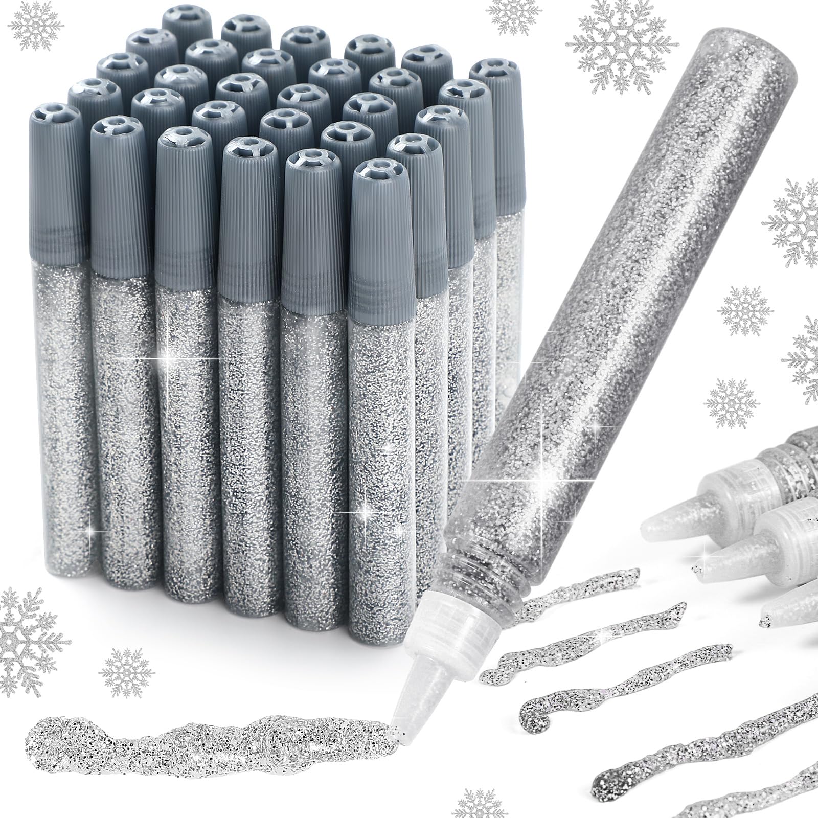 Photo 1 of Cholemy 30 Pcs Glitter Glue Pens Glitter Stick Set for Crafts Washable Markers Painting Pens for DIY Arts Projects Scrapbooking Holiday Greeting Card Decorating Supplies (Sliver)