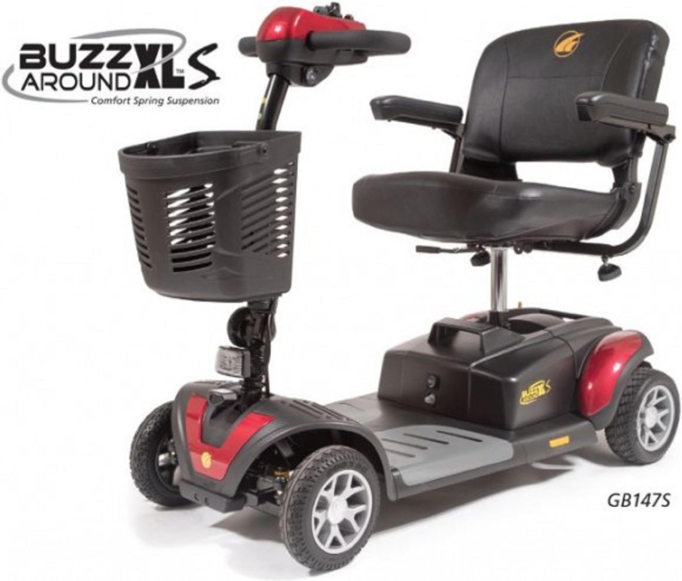 Golden Technologies - Buzzaround XLS - Compact Travel Scooter - 4-Wheel - Red