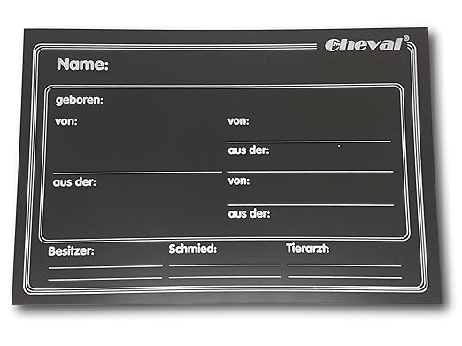 ProCheval Boxenschild für Pferde, Ponys – Stalltafel für Name, Abstammung, Notfallnummern – Mehr Sicherheit für Ihr Pferd, Sc