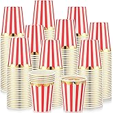 LemonRoad 100 Pcs 9 oz Circus Theme Party Decorations Carnival Paper Cups with Gold Trim Carnival Party Disposable Drinking Cups Set Circus Supplies for Mardi Gras Coffee Tea Juice