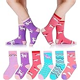 Girls Socks Unicorn Kids Crew Funny Cotton Cute Animal Novelty Cartoon Pattern Fashion Crazy Socks 6 Pairs