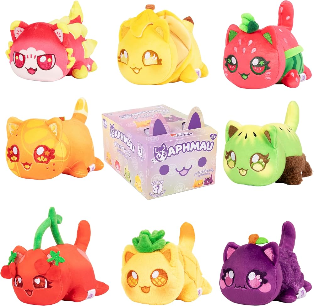 Aphmau MeeMeows 6" Mystery Plush Fruit Collection 8 Cats Unboxing