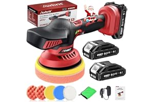 Avhrit Cordless Car Buffer Polisher kit w/ 2x2000mAh 21V Batteries, 6 Inch Car buffer Waxer Kit w/ 6 Variable Speed & Extra 10 PCS Attachments, Polisher for Car Detailing,Boat Sanding,Scratch Removing