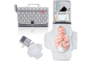 KiddyCare Portable Diaper Changing Pad for Baby Travel | Portable Changing mat for Newborn Baby Girl & Boy | Waterproof Foldable Nappy Changing Mat with Smart Wipes Pocket