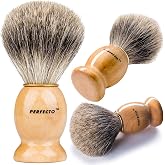 Perfecto 100% Original Pure Badger Shaving Brush, Engineered for The Best Fathers Day Gift. All Methods, Safety Razor, Double Edge Razor, Straight Razor, Shaving Razor, Gift for Dad Badger Brush.