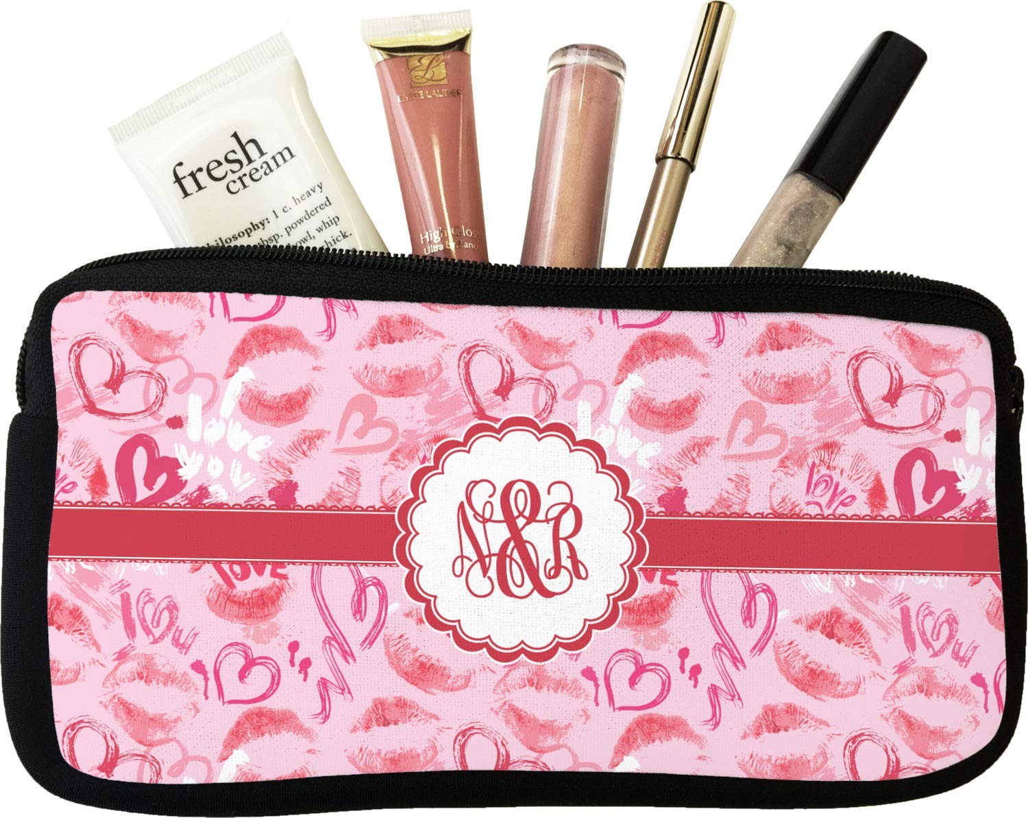 Lips n Hearts Makeup/Cosmetic Bag Small (Personalized