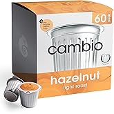 Cambio Roasters Hazelnut Light Roast Organic Coffee Pods - The Only Organic Recyclable Aluminum Coffee Pods, Small Batch Roasted, Keurig Compatible, Nutty Flavor & Longer Lasting Freshness, 60 Count