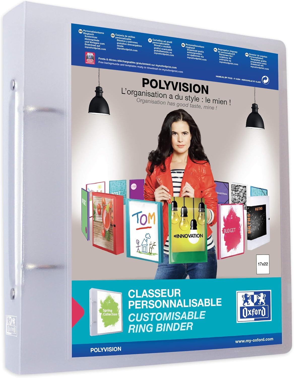 Elba Polyvision Ring Binder 17 x 22 cm Blue/Pink, Incolore Bleu ou Rose, 17x22 - Dos 40mm - Image 3