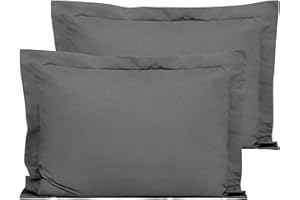 FLXXIE Microfiber Standard Pillow Shams Set of 2, Fade, Wrinkle and Shrinkage Resistant Soft Pillow Covers with Envelope Closure Euro Sham Covers (Dark Grey, 20x26 Inches)