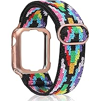 TOYOUTHS Compatible with Apple Watch Band Solo Loop with Protective Case 38mm/40mm Adjustable Elastic Scrunchies Nylon…