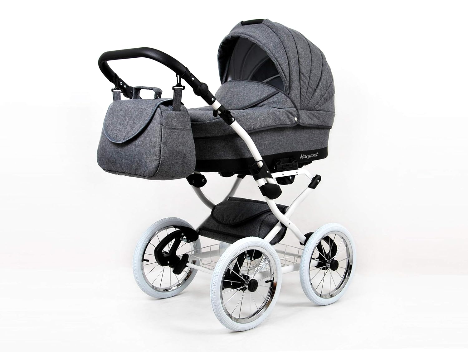 Kinderwagen 3in1 Retro Autositz Buggy Isofix Luftreifen Nostalgica by Saintbaby Grey Flex 2in1 ohne Babyschale
