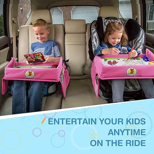 Upgraded Kids Travel Tray with Dry Erase Top Car Seat Travel Tray