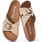 Project Cloud Womens Sandals - Adjustable Buckle Sandals for Women 2026 with Plush Insole - Lightweight & Non Slip Slides for Women Footwear (Beaming)