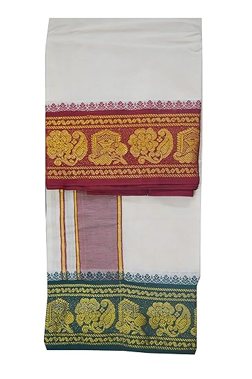 EXD228 Mens Jacquard Dhoti with Fancy and Flower Border