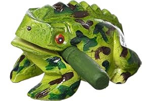 GABUR Unique Thailand 5 inch Hand Carved Wooden Frog Musical Instrument Tone Block (Green type 6)