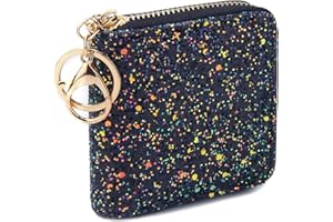GEEAD Small Glitter Wallet for Women Girls Mini Coin Purse Pouches with Key Ring