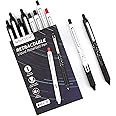 Writech Retractable Liquid Rollerball Pen: Click Silent Multicolor Rolling Ball Pens Black & Red Ink Color-Writing Journaling Notetaking Sketching 8ct Smooth 0.5mm Fine Point Tip No Bleed Smear Smudge