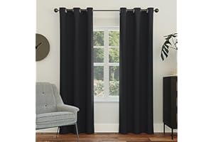 Sun Zero Easton Energy Saving Blackout Grommet Curtain Panel, 40" x 95", Black
