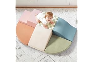 Tiny Land Soft Foam Climbing Blocks for Toddlers, 6-Piece Baby Foam Climbing Blocks, Indoor Playground Climbing Toys, Ideal Gift for Kids Activity Crawling and Sliding Foam Play Set (Morandi)